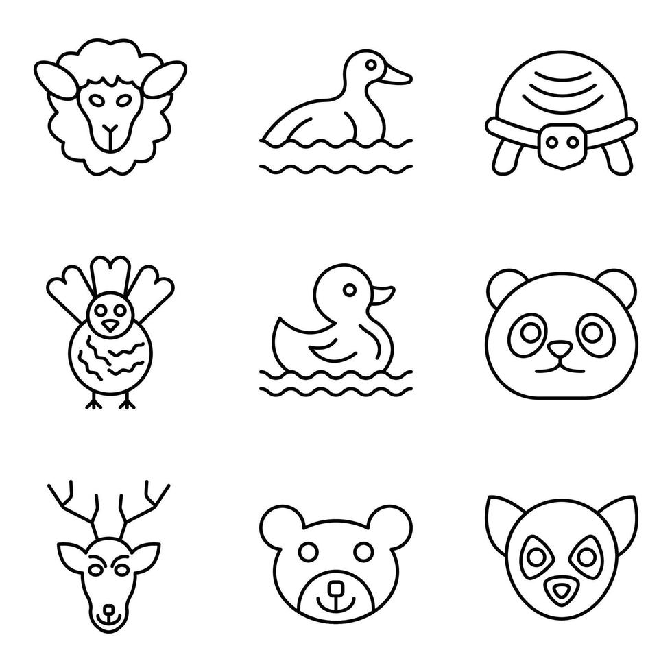 Animals Line Icons Set vector