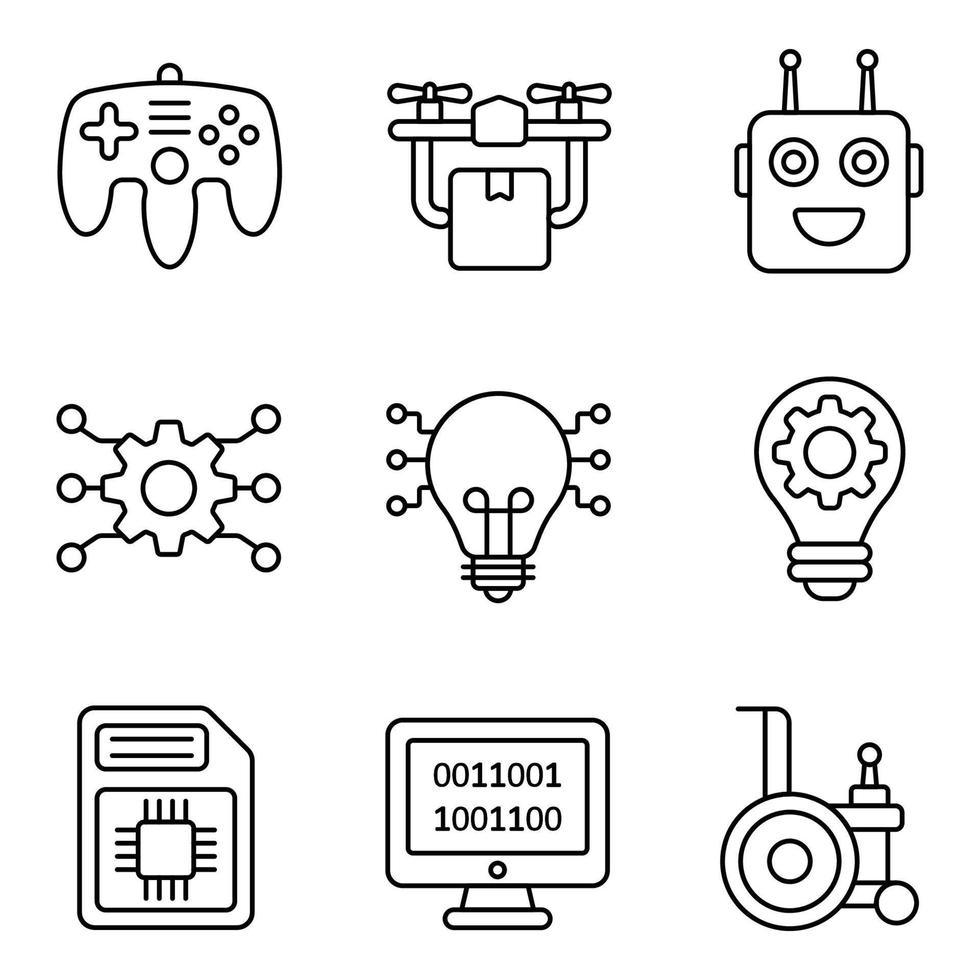 Robotic Line Icons Set vector