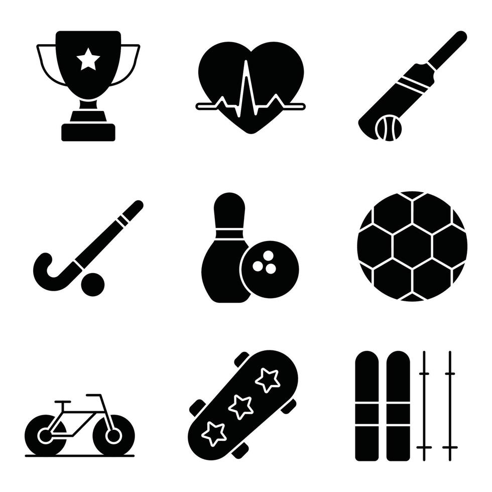 conjunto de iconos de glifo de deporte vector