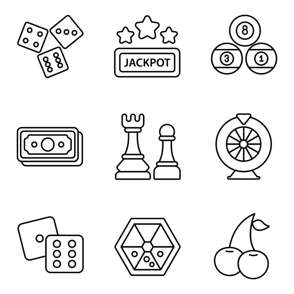 Casino Line Icons Set vector