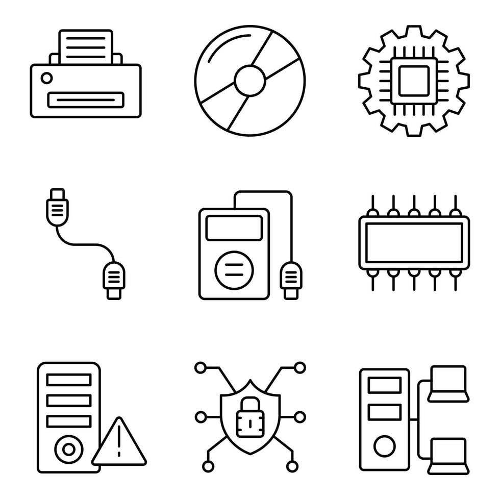 Hardware Line Icons Set vector