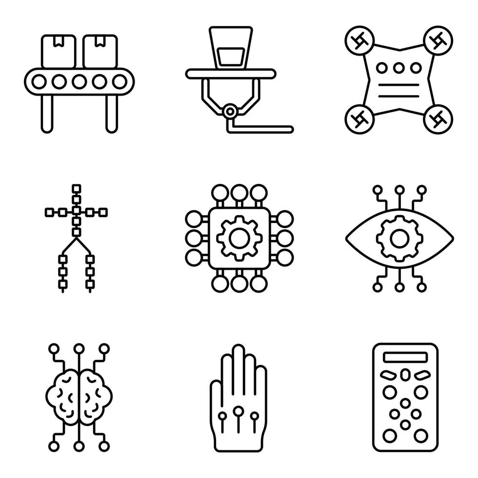 conjunto de iconos de línea robótica vector