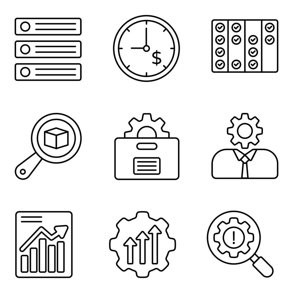 Scrum Development Line Icons Set vector