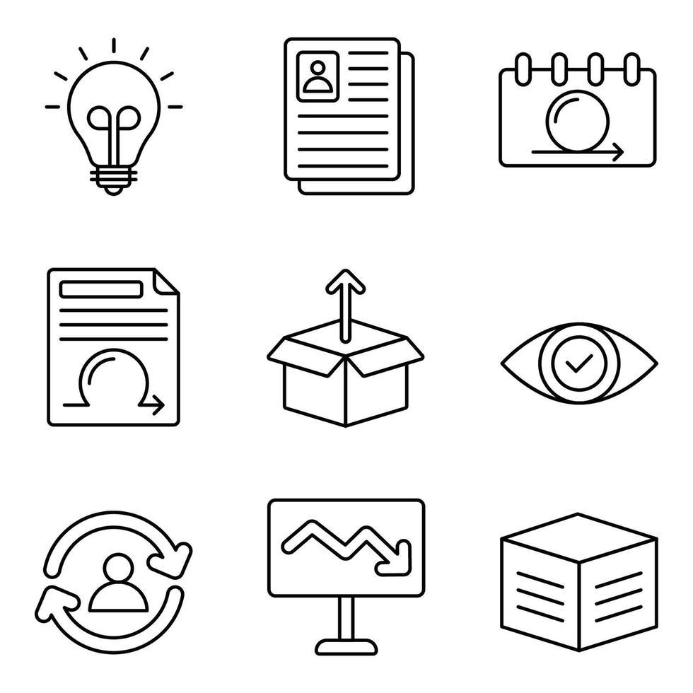 Scrum Development Line Icons Set vector