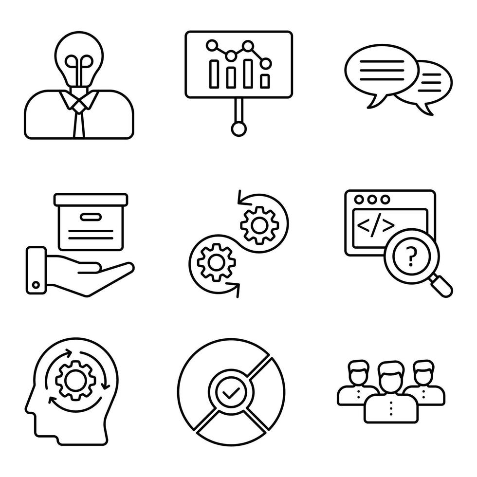 Scrum Development Line Icons Set vector