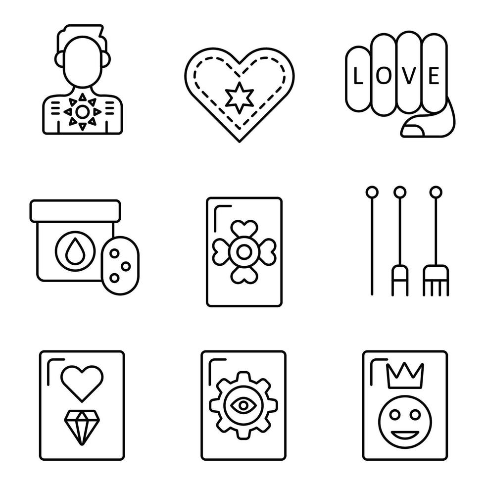 Tattoo Line Icons Set vector