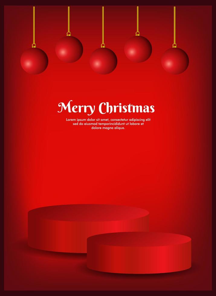 greeting card for christmas with product display podium vector