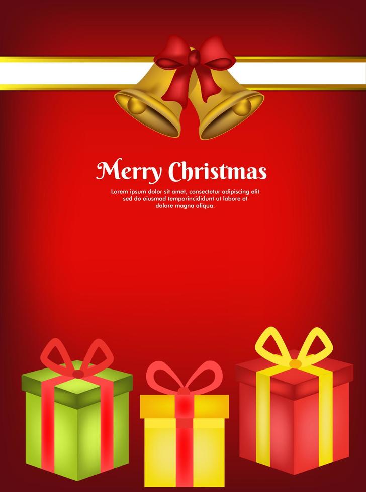 greeting card for christmas with gift box vector
