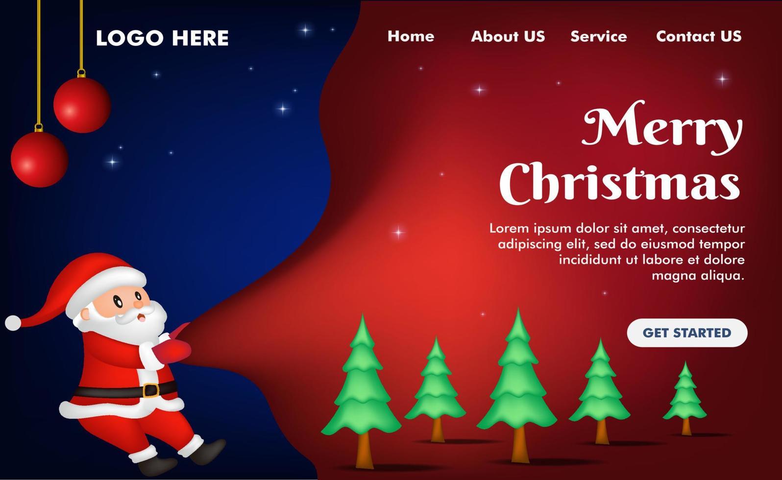Landing page for christmas with santa clause vector