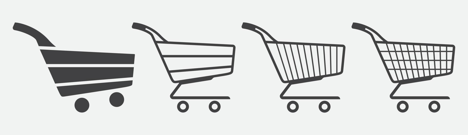 conjunto de iconos de carrito de compras, símbolo de carrito de compras lleno y vacío, tienda y venta, ilustración vectorial vector