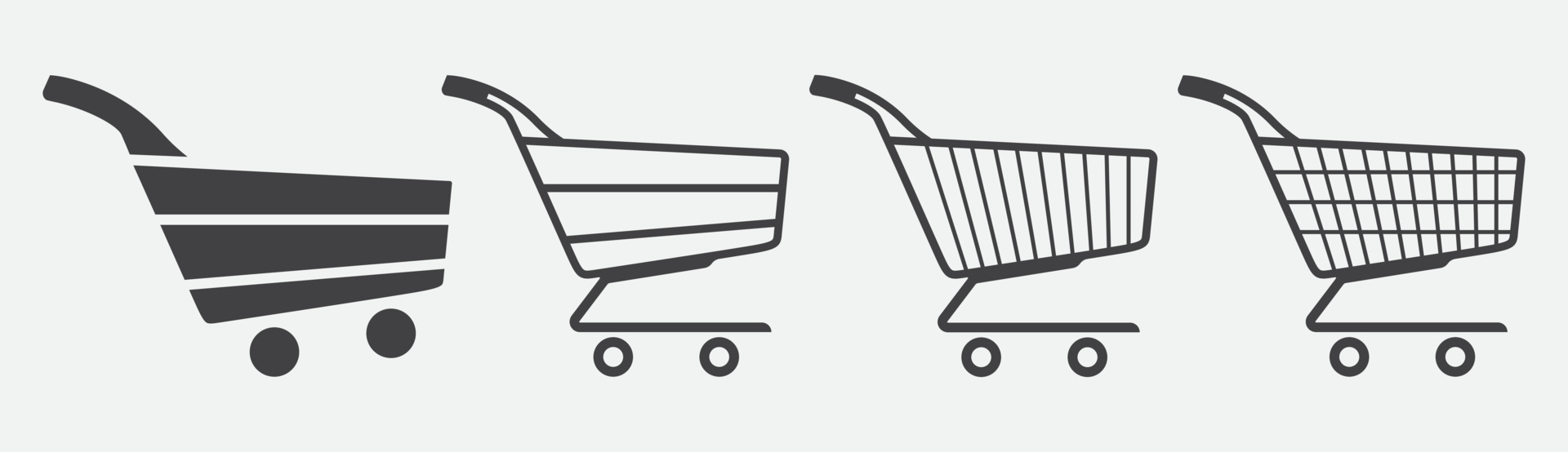 Shopping cart icon set, Full and empty shopping cart symbol, shop and