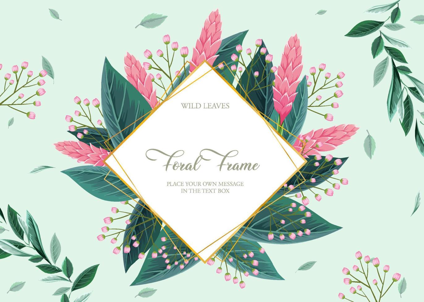 Frame template with flower and foliage vector