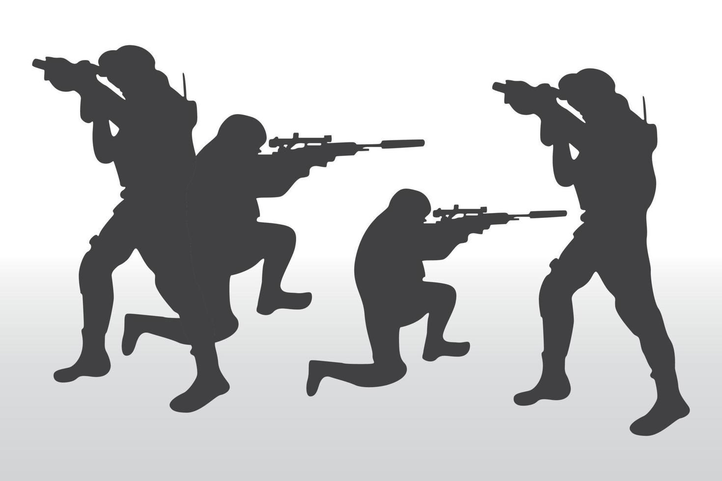 vector, militar, siluetas, conjunto vector