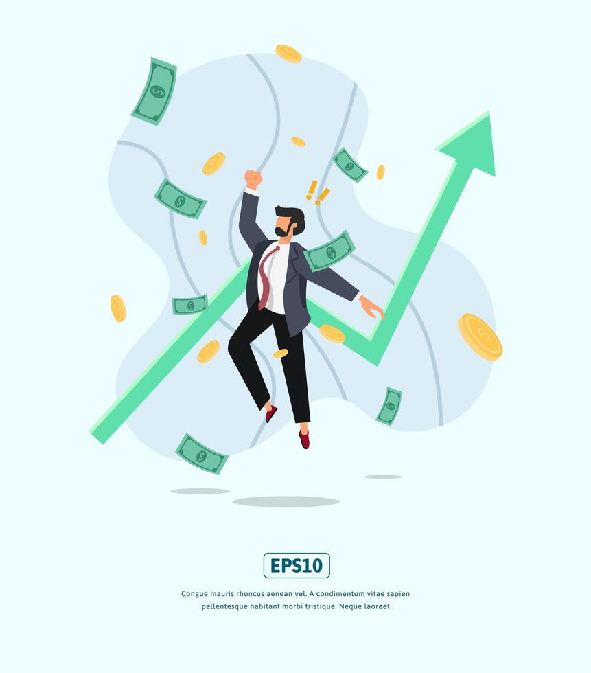 Flat Illustration with Character Growing Business vector