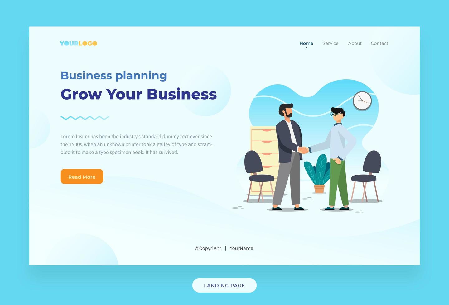 Landing Page Template with flat Character illustration Growing vector
