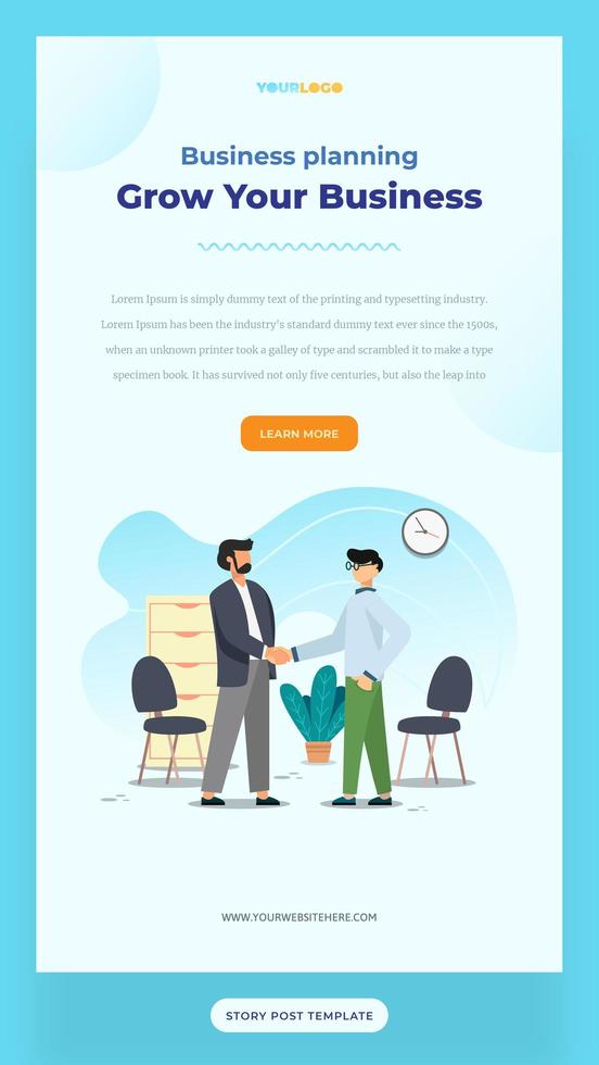 Social Media Post Story Template with flat Character illustration Growing vector