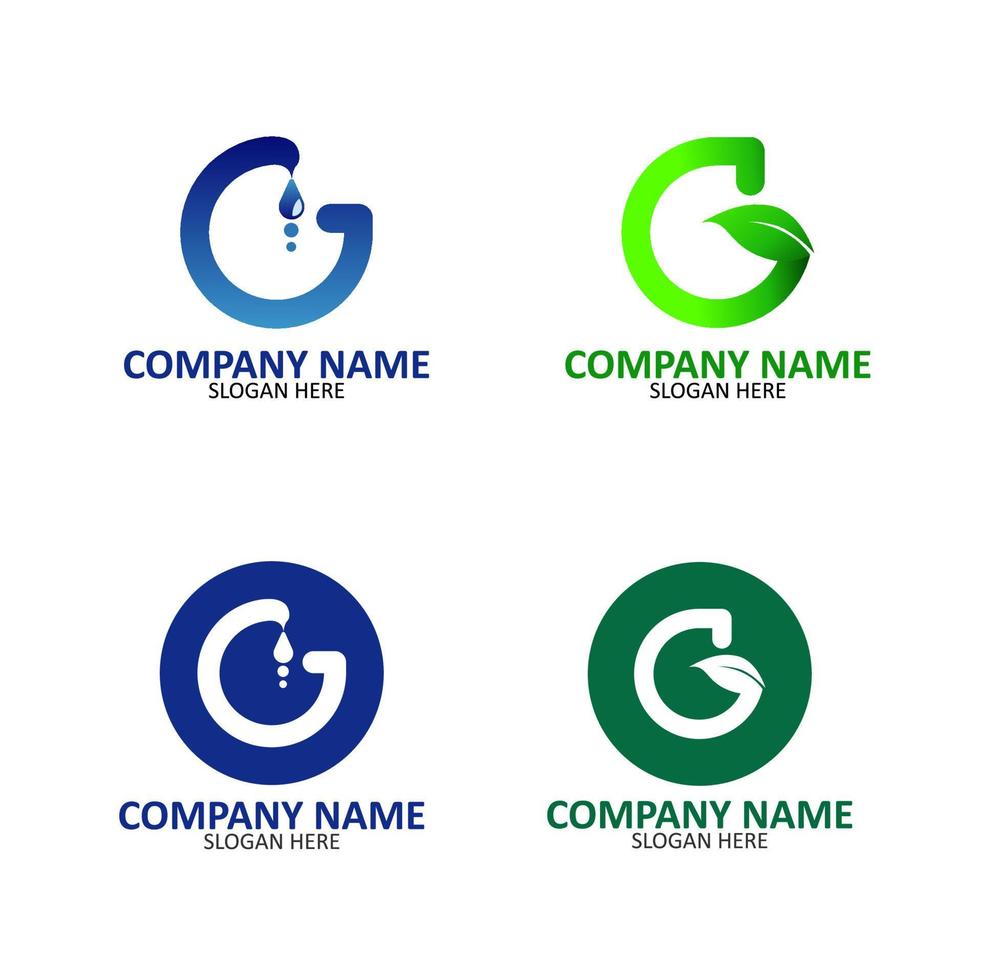 naturaleza moderna del logotipo de la letra con el color verde y azul minimalis con la letra g vector