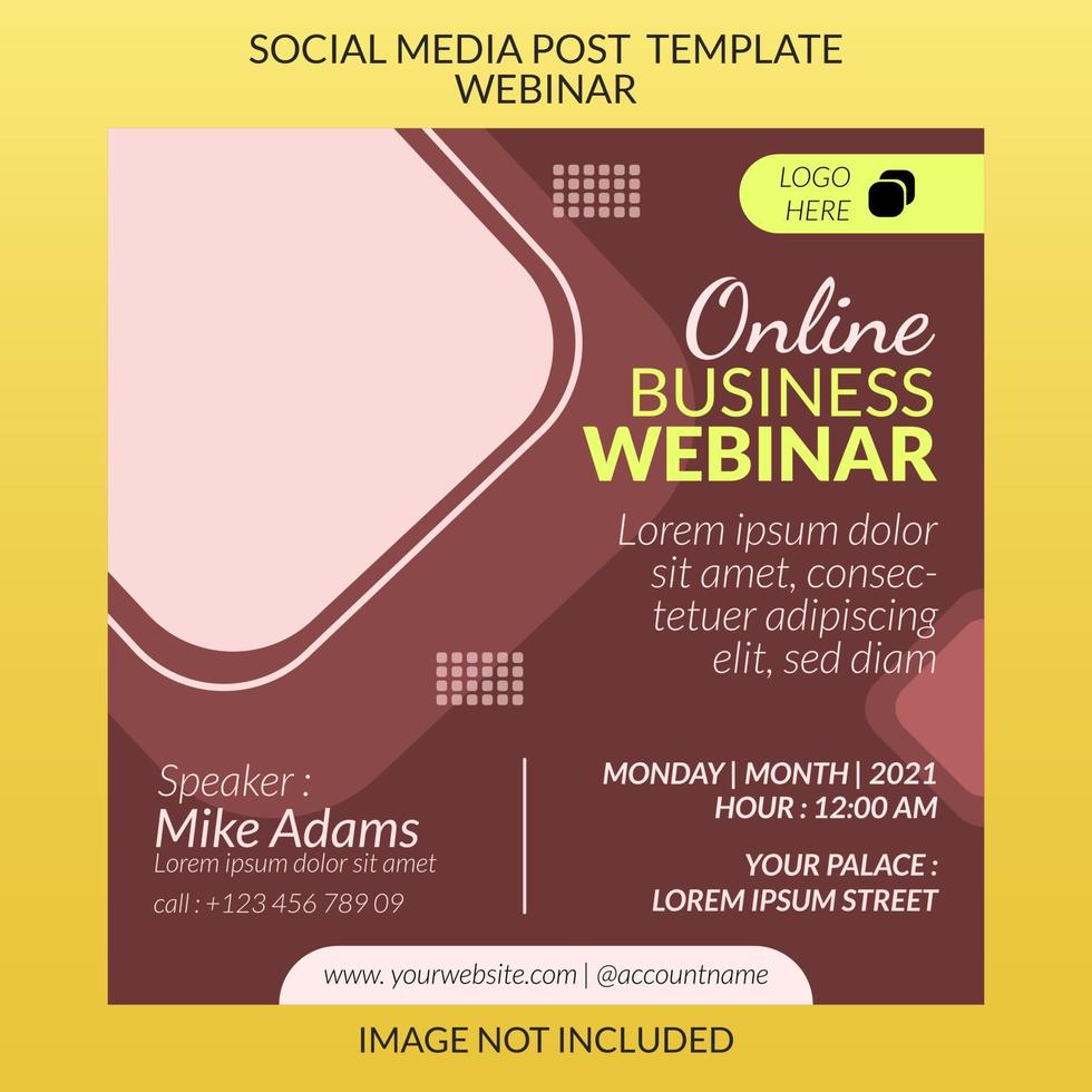 Social Media Post Template for Webinar vector