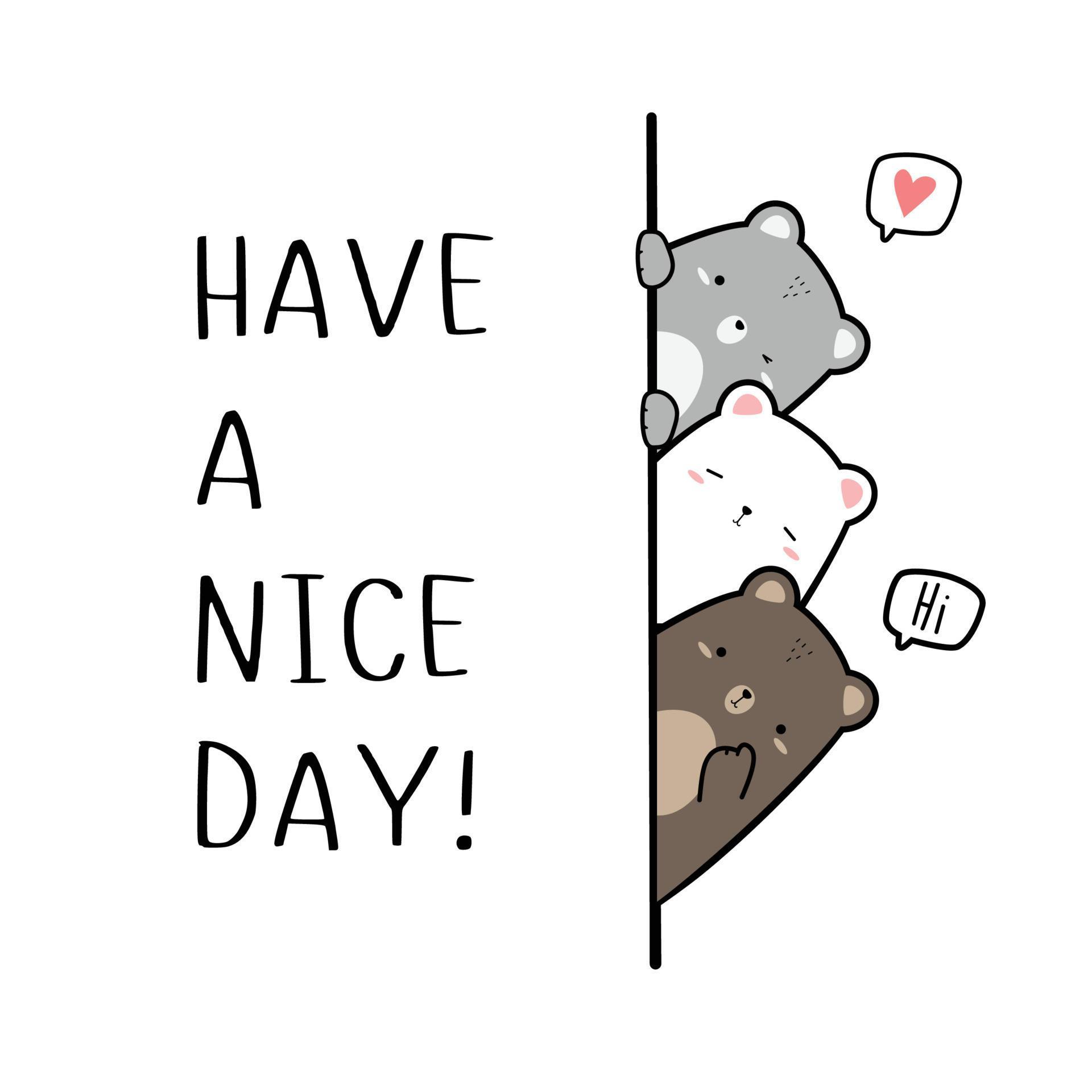 Teddy bear and polar bear greeting cartoon doodle illustration 4238037 ...