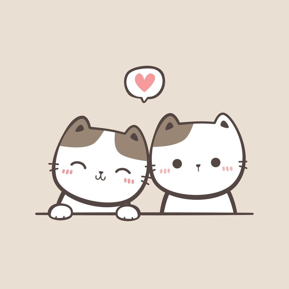 Cute cat kitty couple cartoon doodle illustration 4238039 Vector Art at  Vecteezy