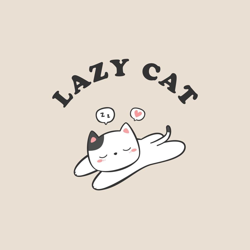 Cute lazy cat sleeping cartoon doodle illustration vector