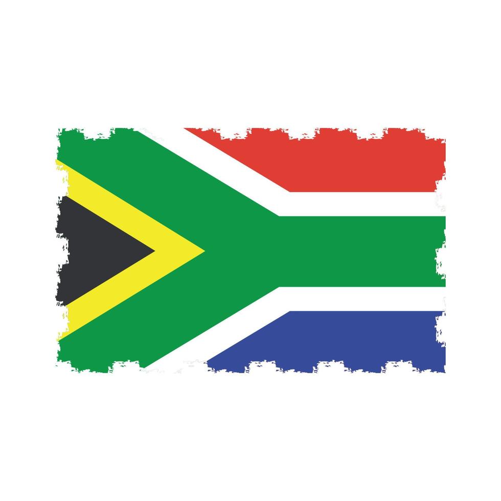 South Africa Flag With Watercolor Painted Brush vector