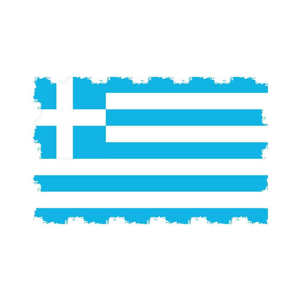 bandera de grecia con pincel pintado de acuarela vector