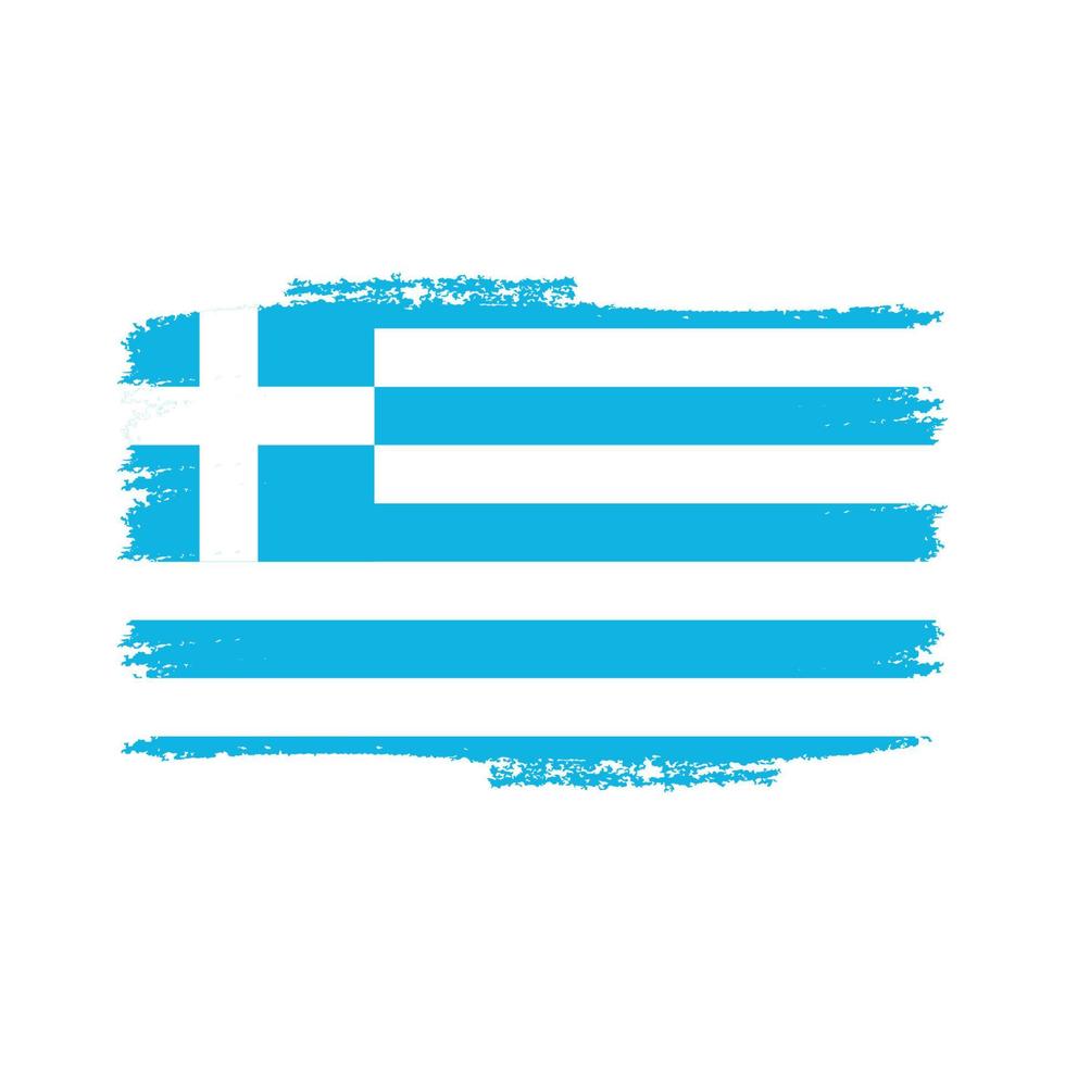 bandera de grecia con pincel pintado de acuarela vector