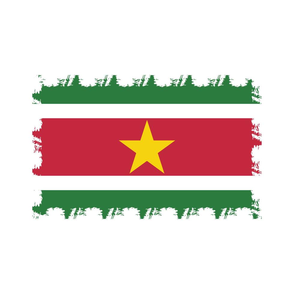 Suriname  Flag With Watercolor Painted Brush vector