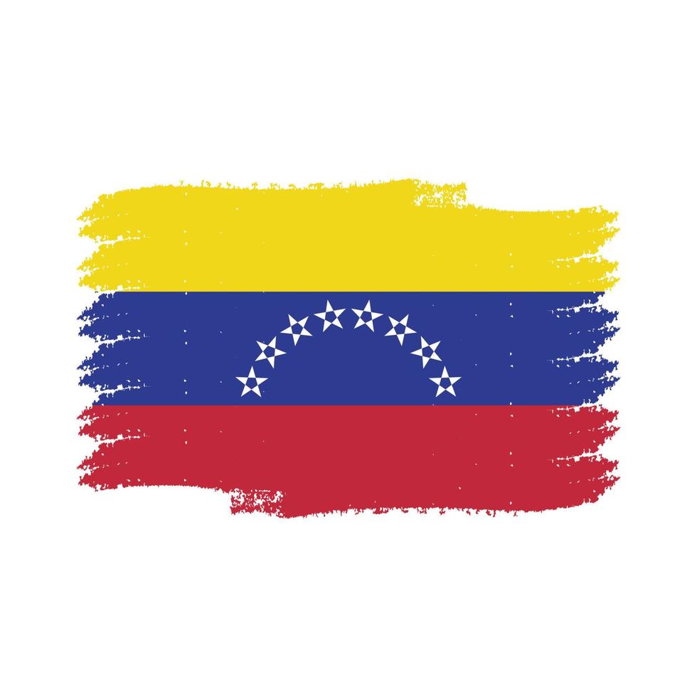 Venezuela Flag With Watercolor Painted Brush vector