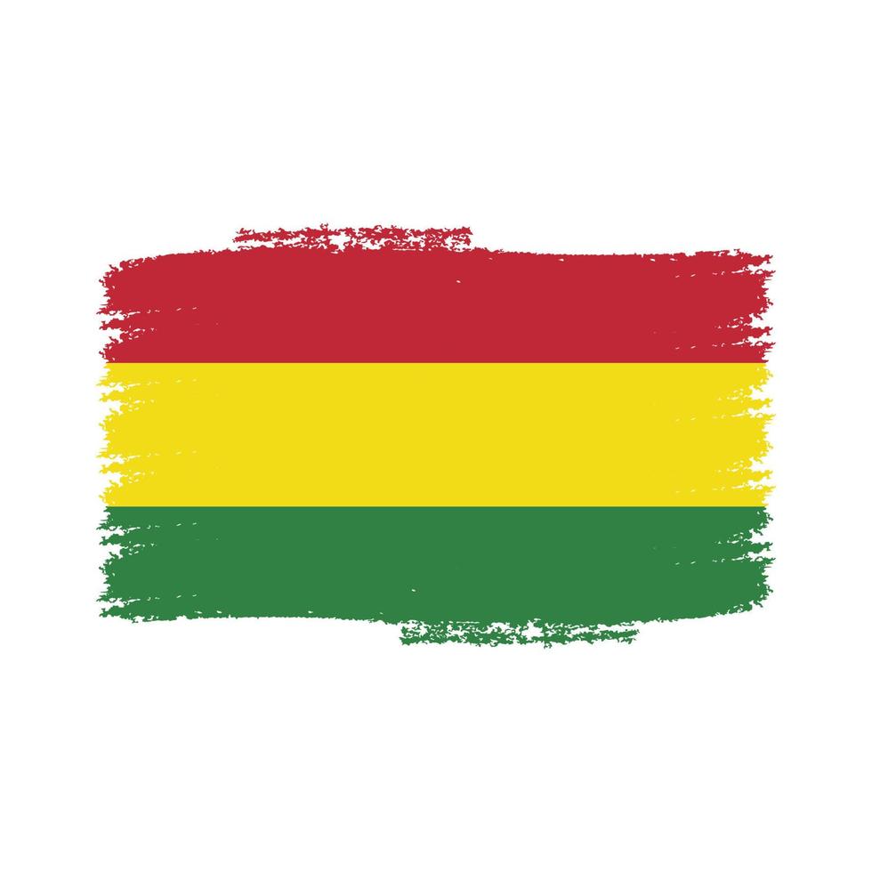 bandera de bolivia con pincel pintado de acuarela vector