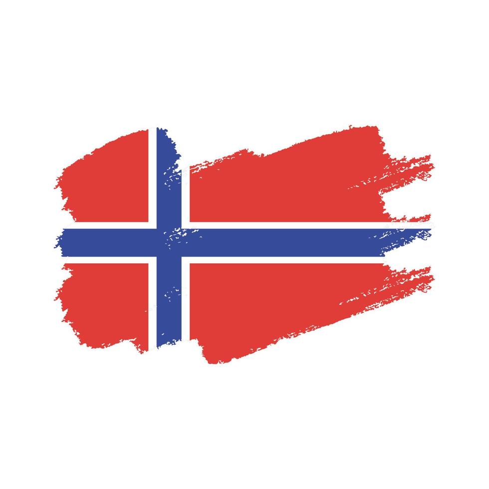 bandera de noruega con pincel pintado de acuarela vector