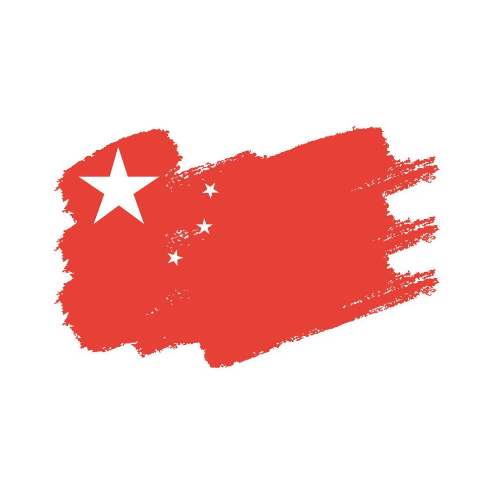 bandera china con pincel pintado a acuarela vector