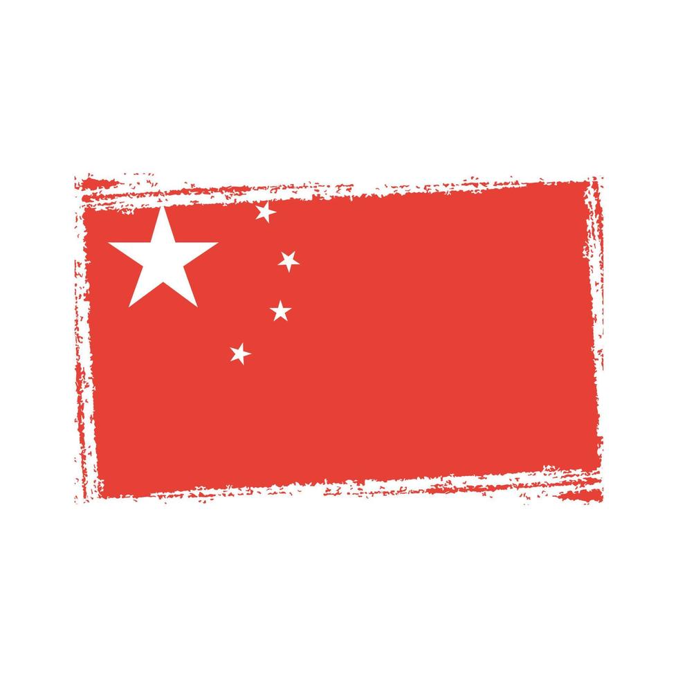 China Flag With Watercolor Painted Brush vector