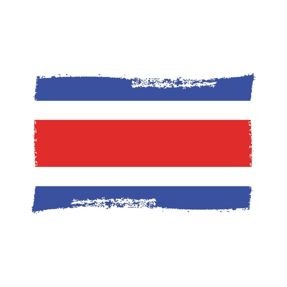 Costa Rica Flag With Watercolor Painted Brush vector