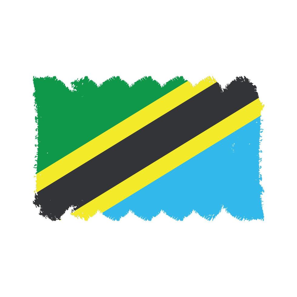 bandera de tanzania con pincel pintado de acuarela vector