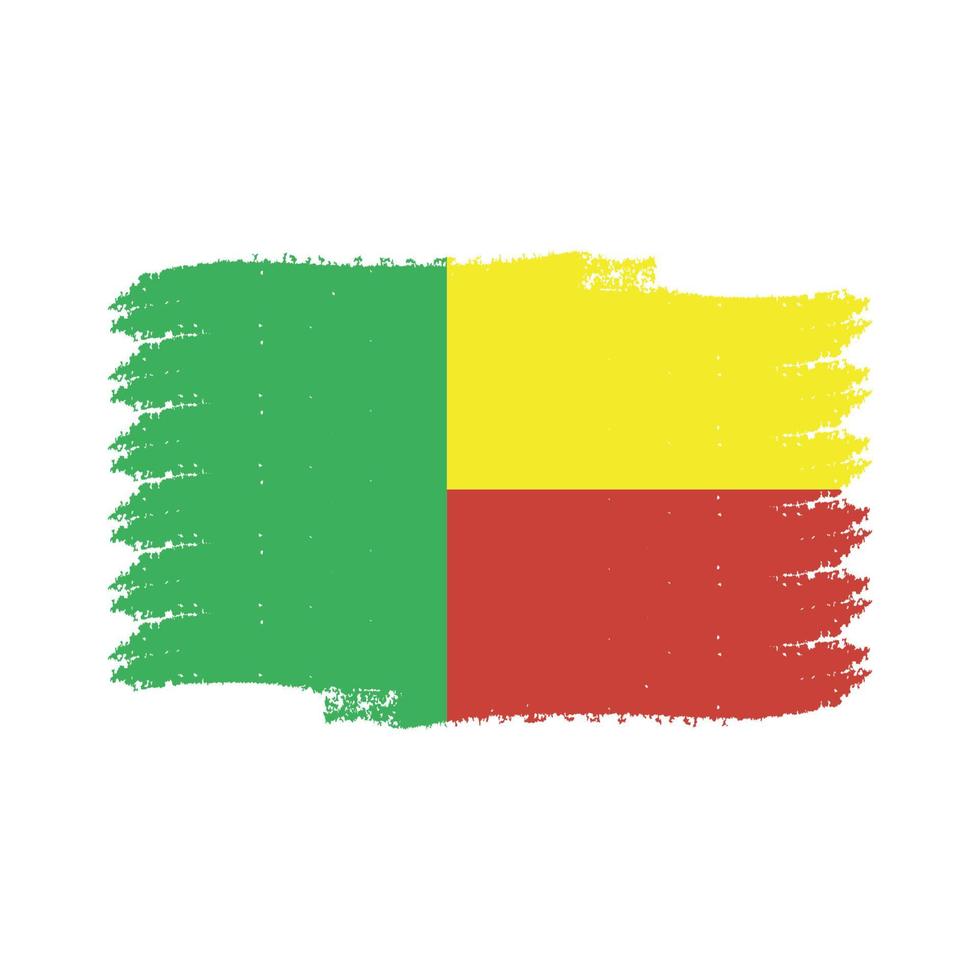 bandera de benin con pincel pintado de acuarela vector