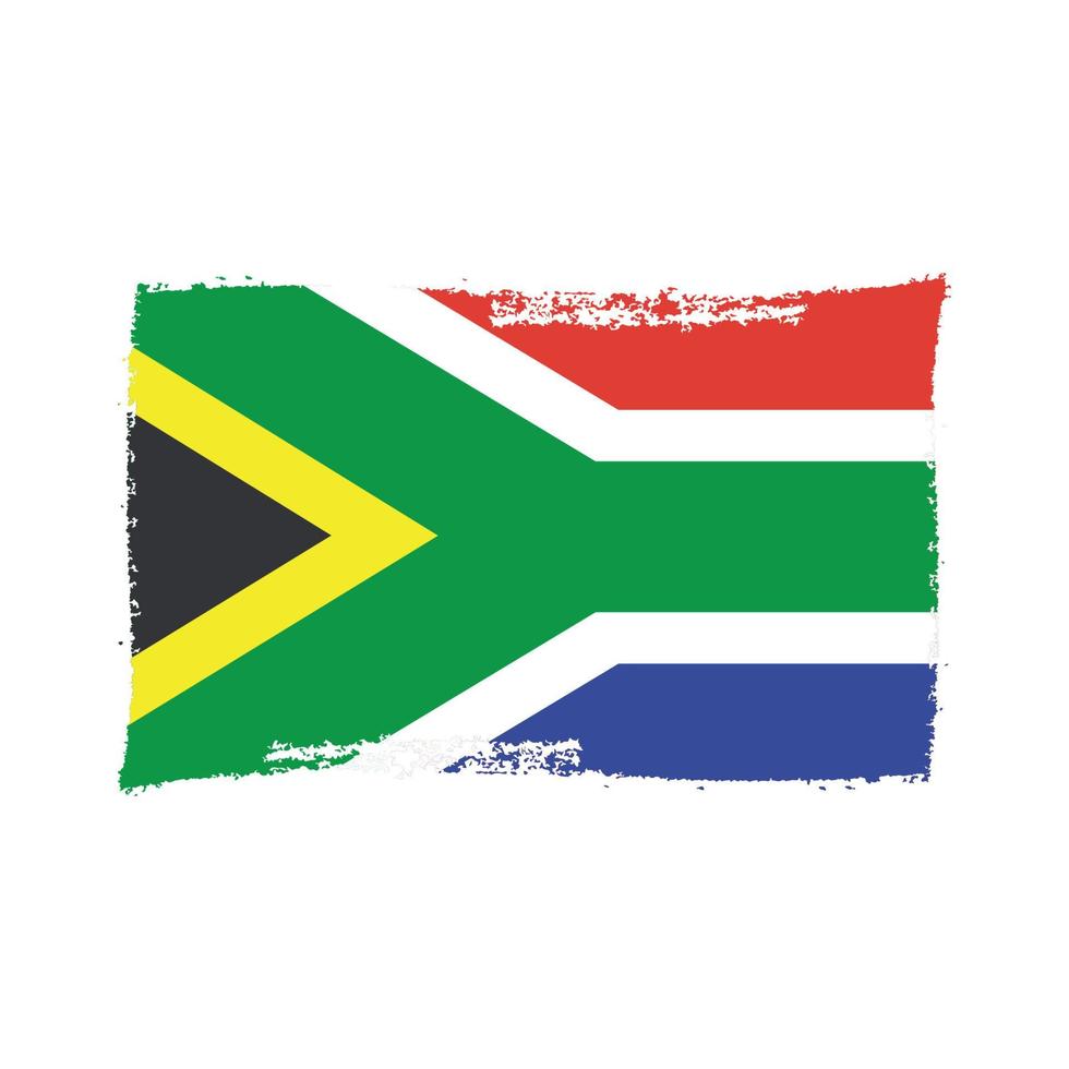 South Africa Flag With Watercolor Painted Brush vector