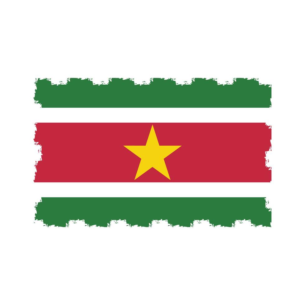 Suriname  Flag With Watercolor Painted Brush vector