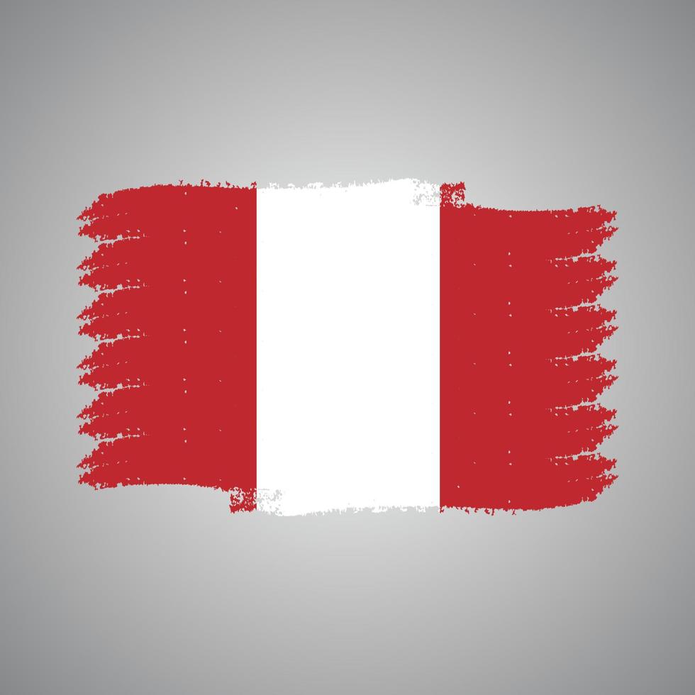 bandera de peru con pincel pintado a acuarela vector