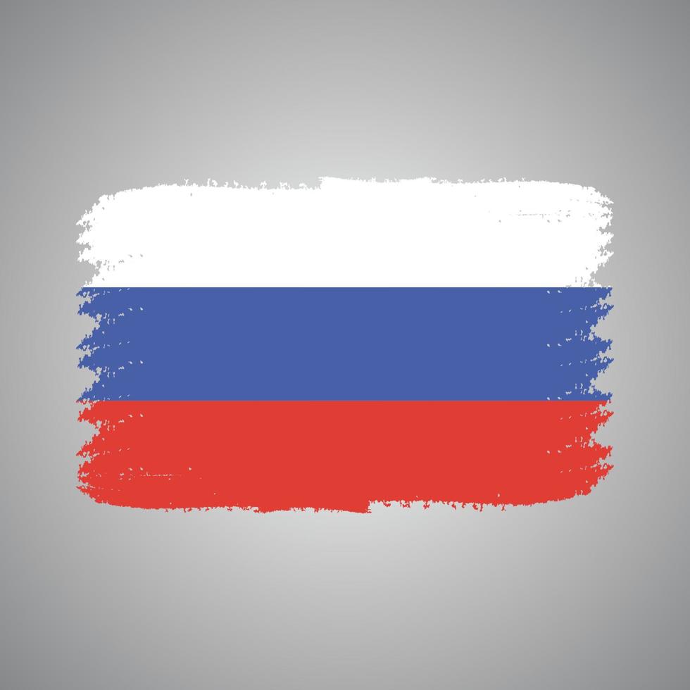 bandera de rusia con pincel pintado de acuarela vector