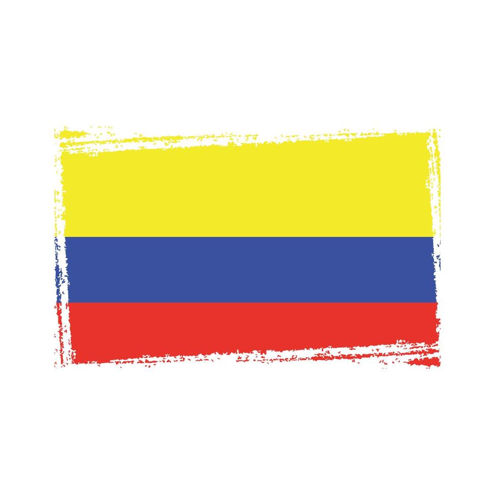 bandera de colombia con pincel pintado a acuarela vector
