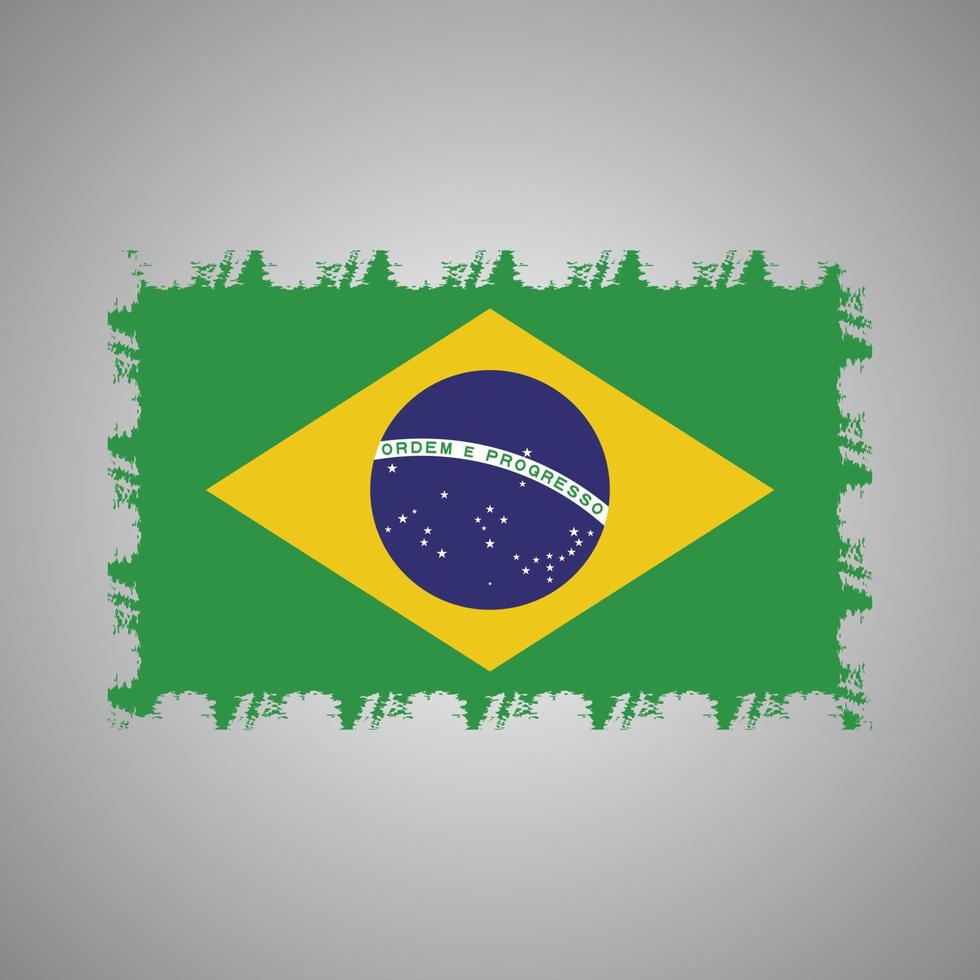 Brazil Flag With Watercolor Painted Brush vector