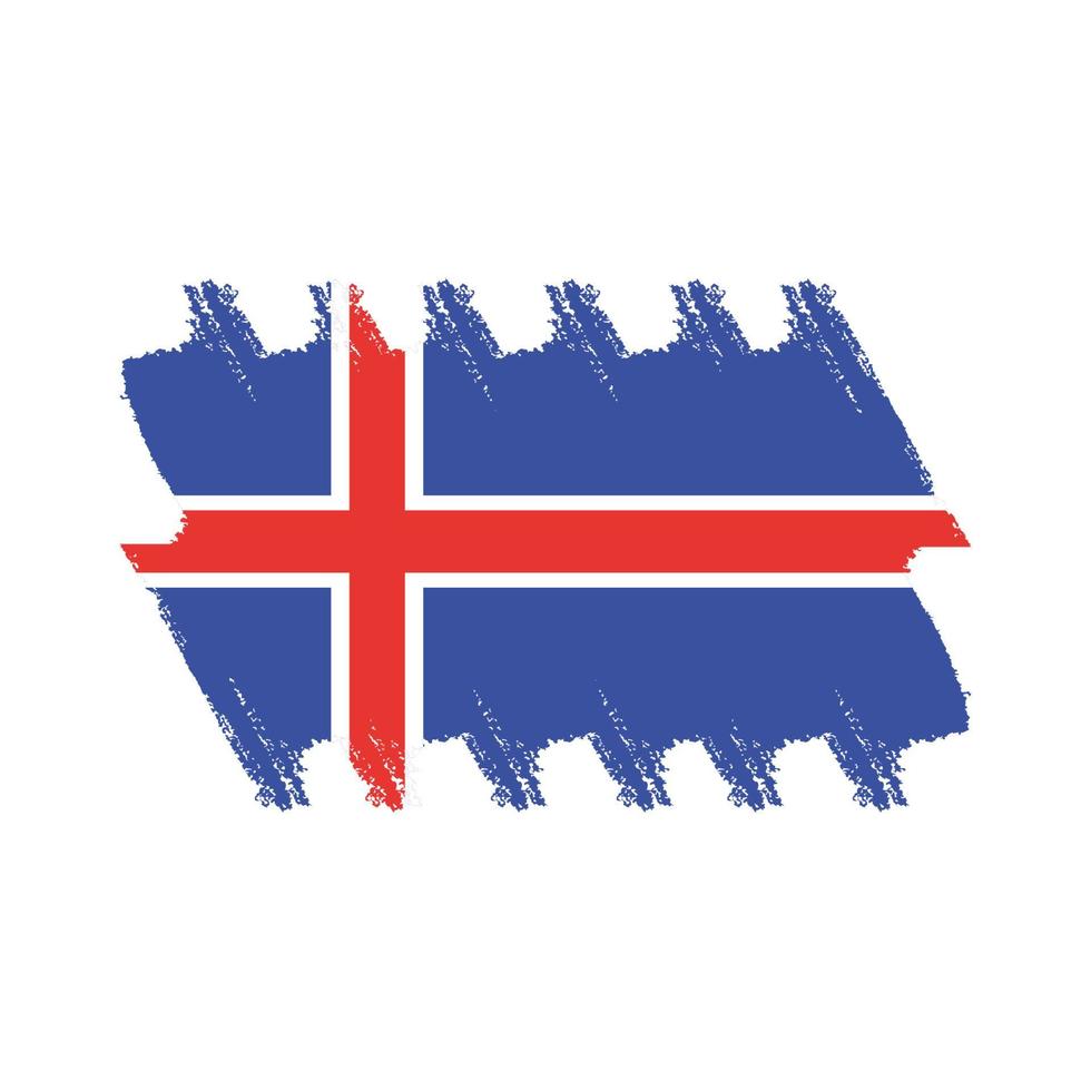 bandera de islandia con pincel pintado de acuarela vector