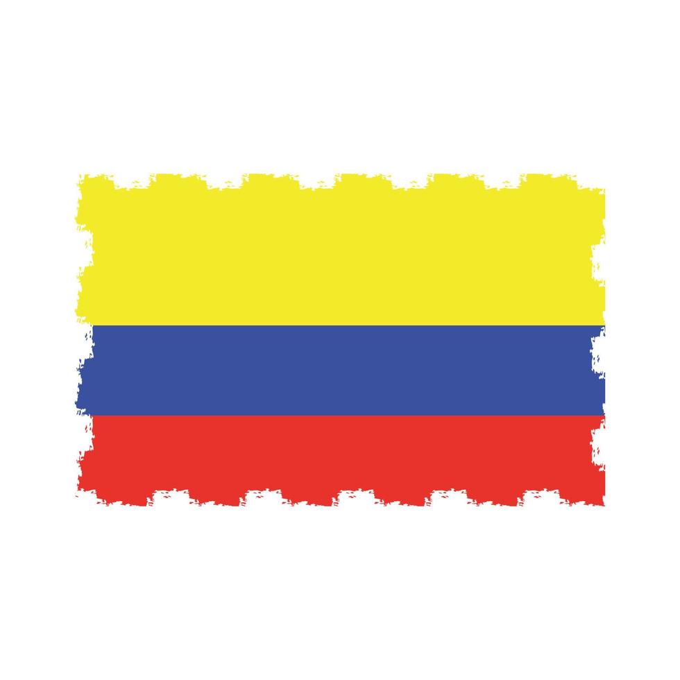 Colombia Flag With Watercolor Painted Brush vector