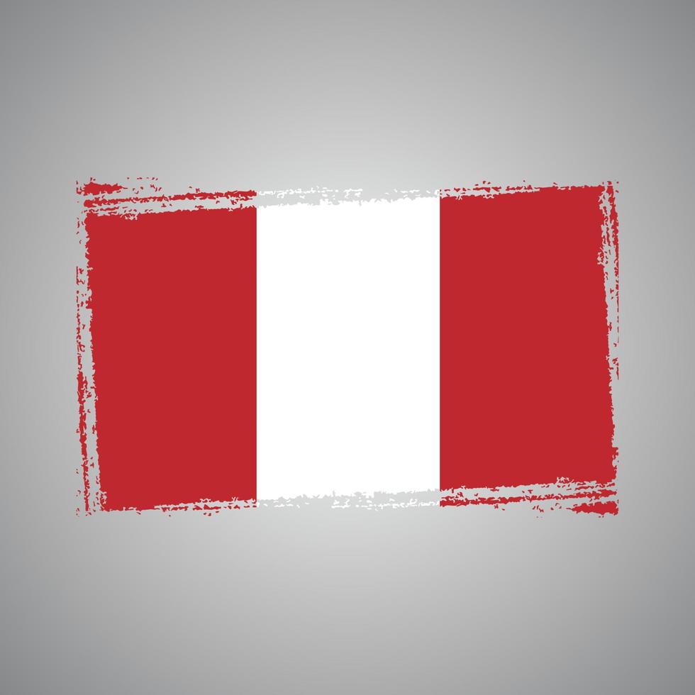 bandera de peru con pincel pintado a acuarela vector