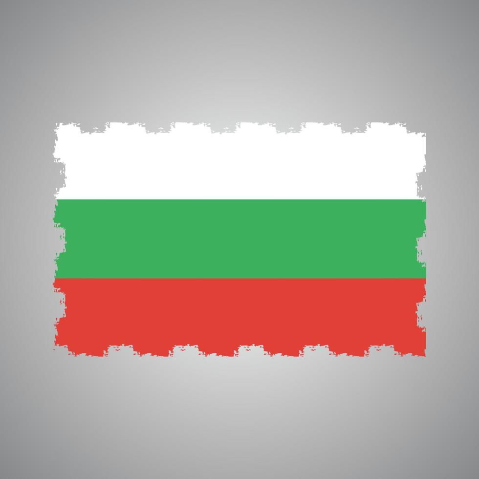 bandera de bulgaria con pincel pintado de acuarela vector