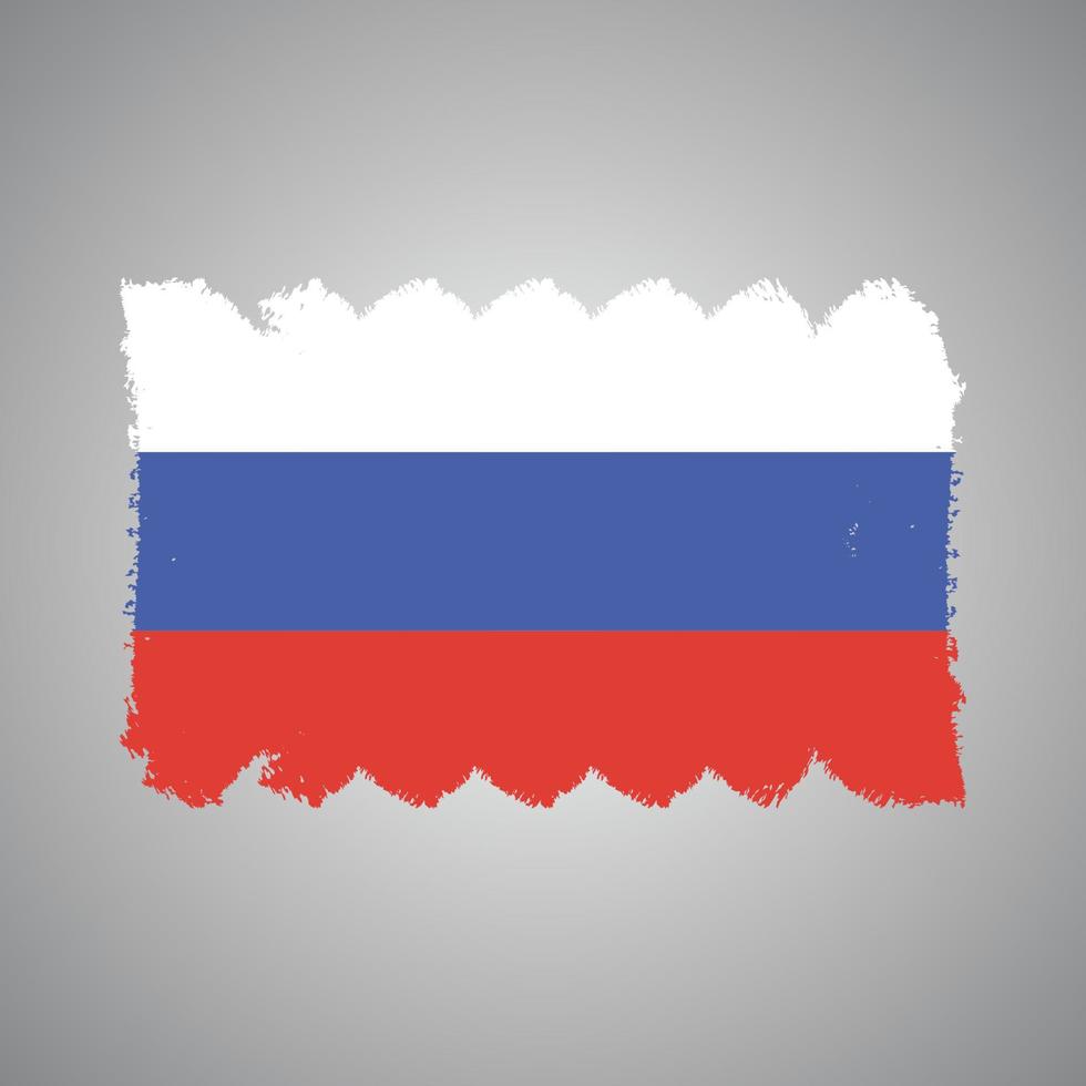 Russia Flag With Watercolor Painted Brush vector