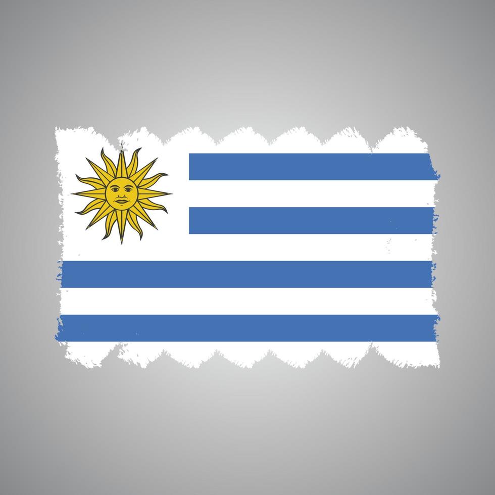 bandera de uruguay con pincel pintado a acuarela vector