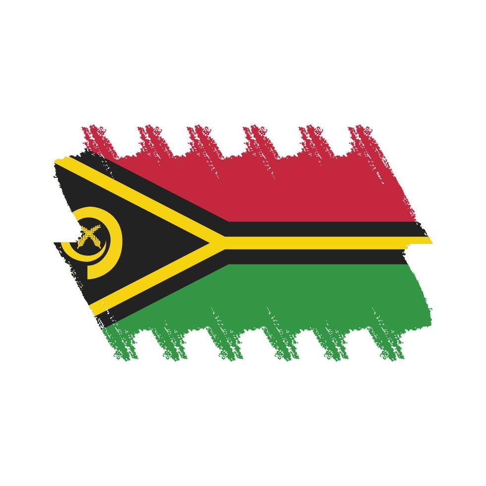 Vanuatu Flag With Watercolor Painted Brush vector